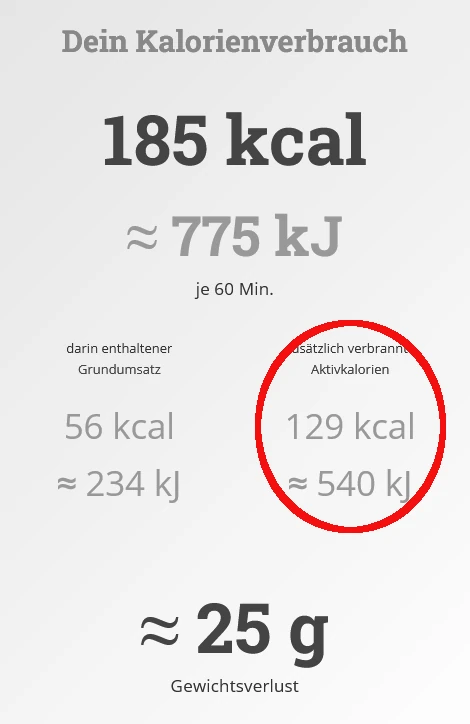 Aktivkalorien im Fitrechner