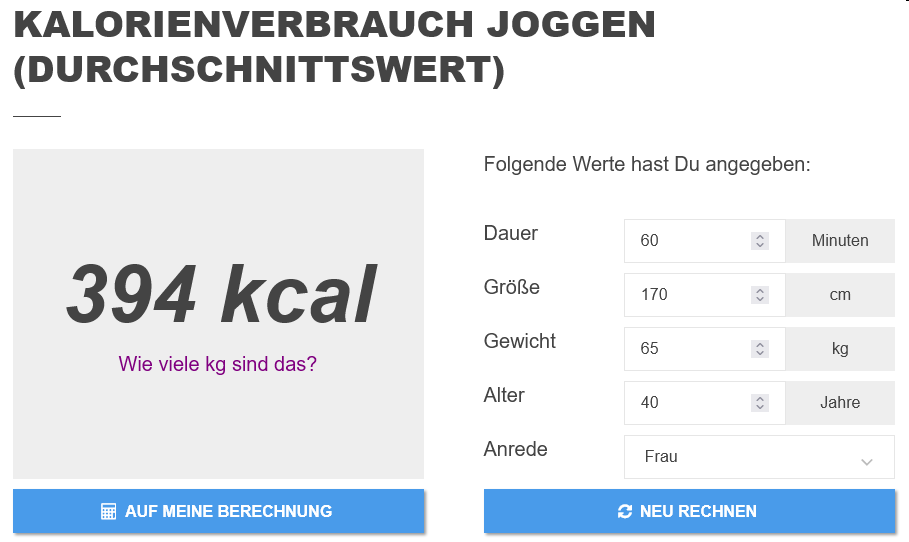 Fitrechner Wie viele kg sind 1000 kcal?